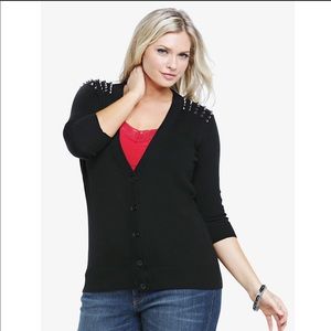 Torrid Spiked Shoulder Black Long Sleeve Cardigan